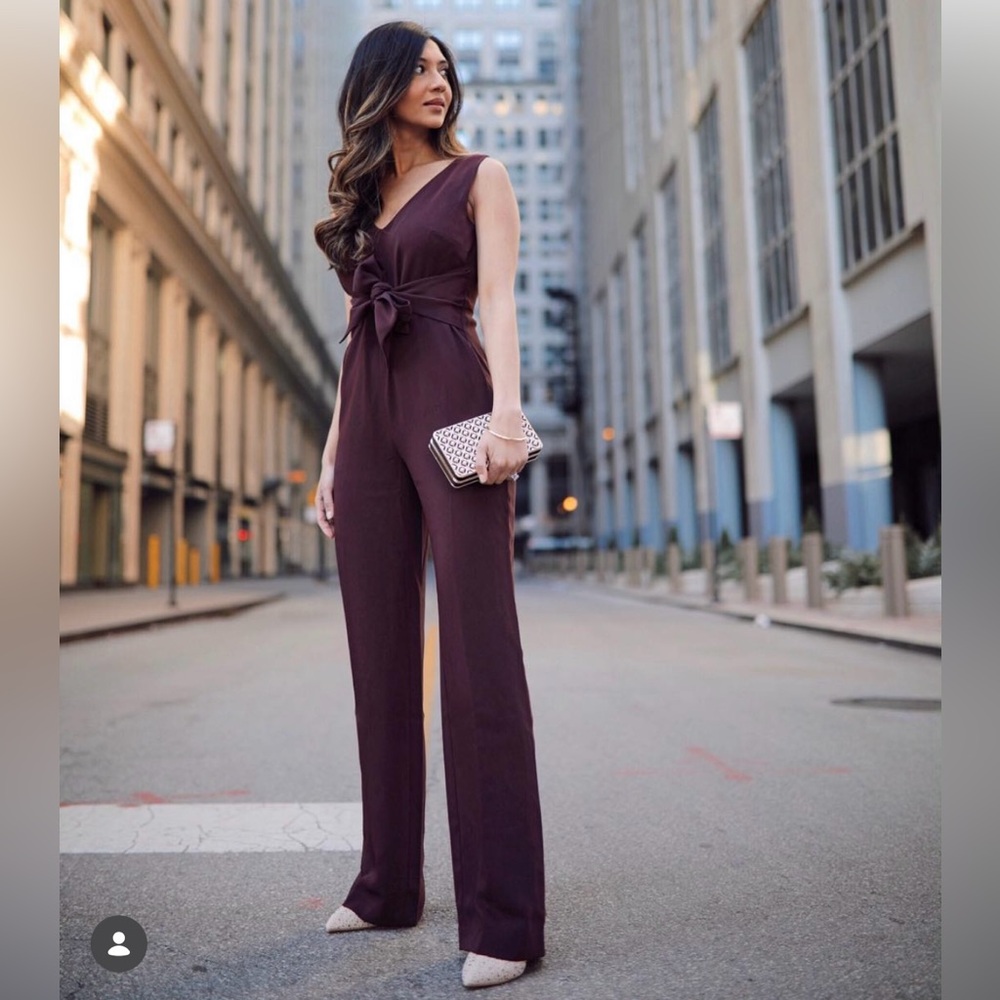 Ann Taylor Deep Burgundy Jumpsuit